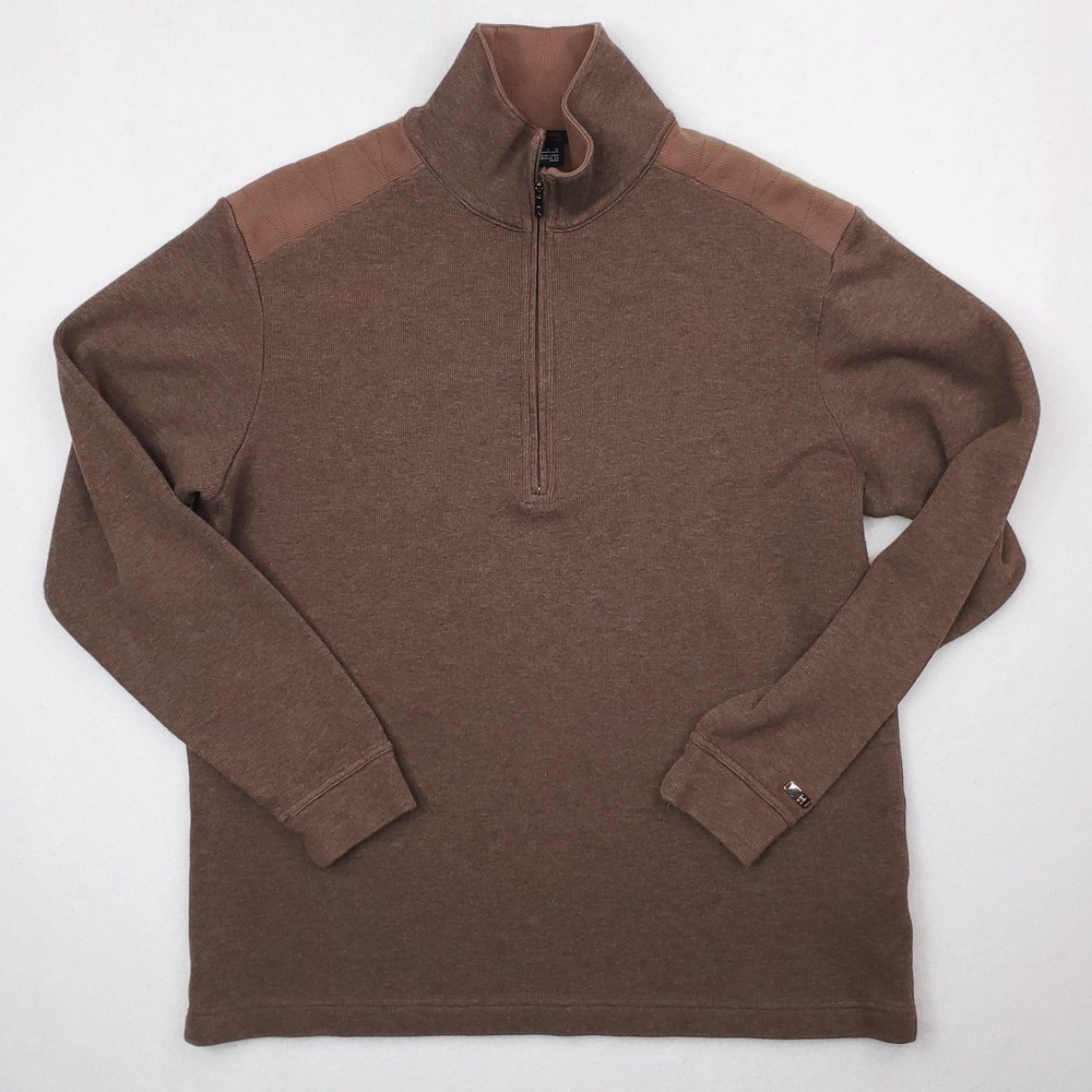 Tiger Woods Sweater Mens Large Brown Half Zip Pullover Golf Cotton